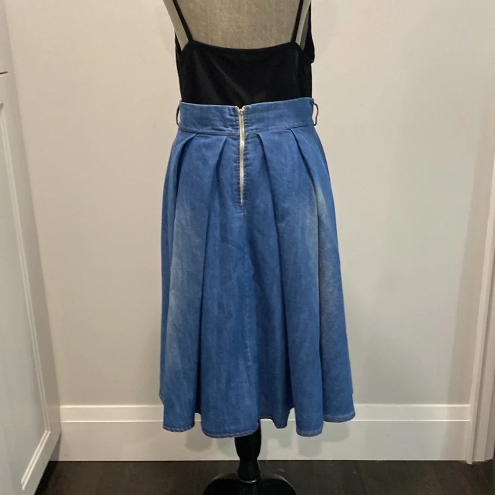 Elegant Blue A-Line Skirt - Picture 8 of 15